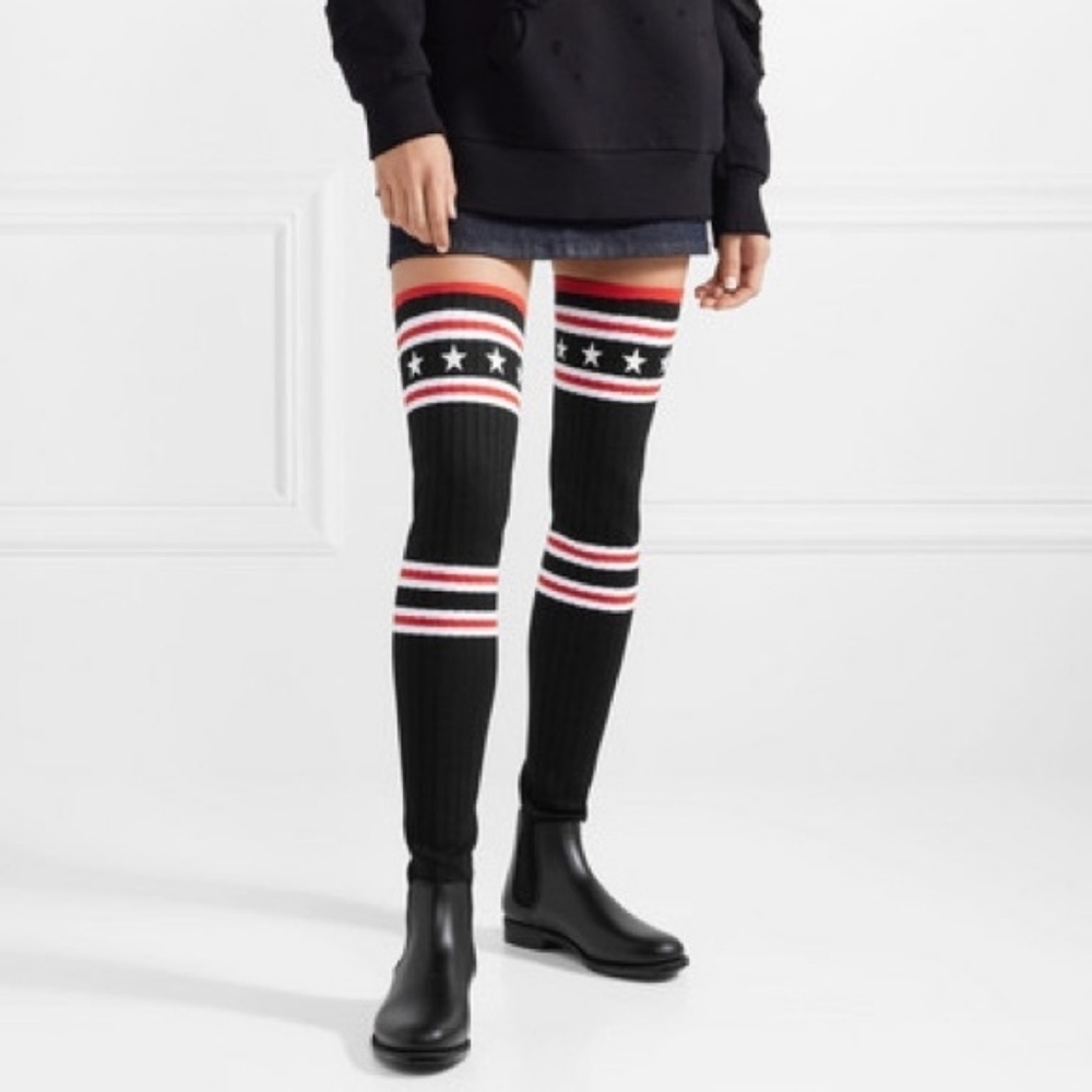 Givenchy. Storm rubber and ribbed-knit thigh sock boots - Picture 3 of 14